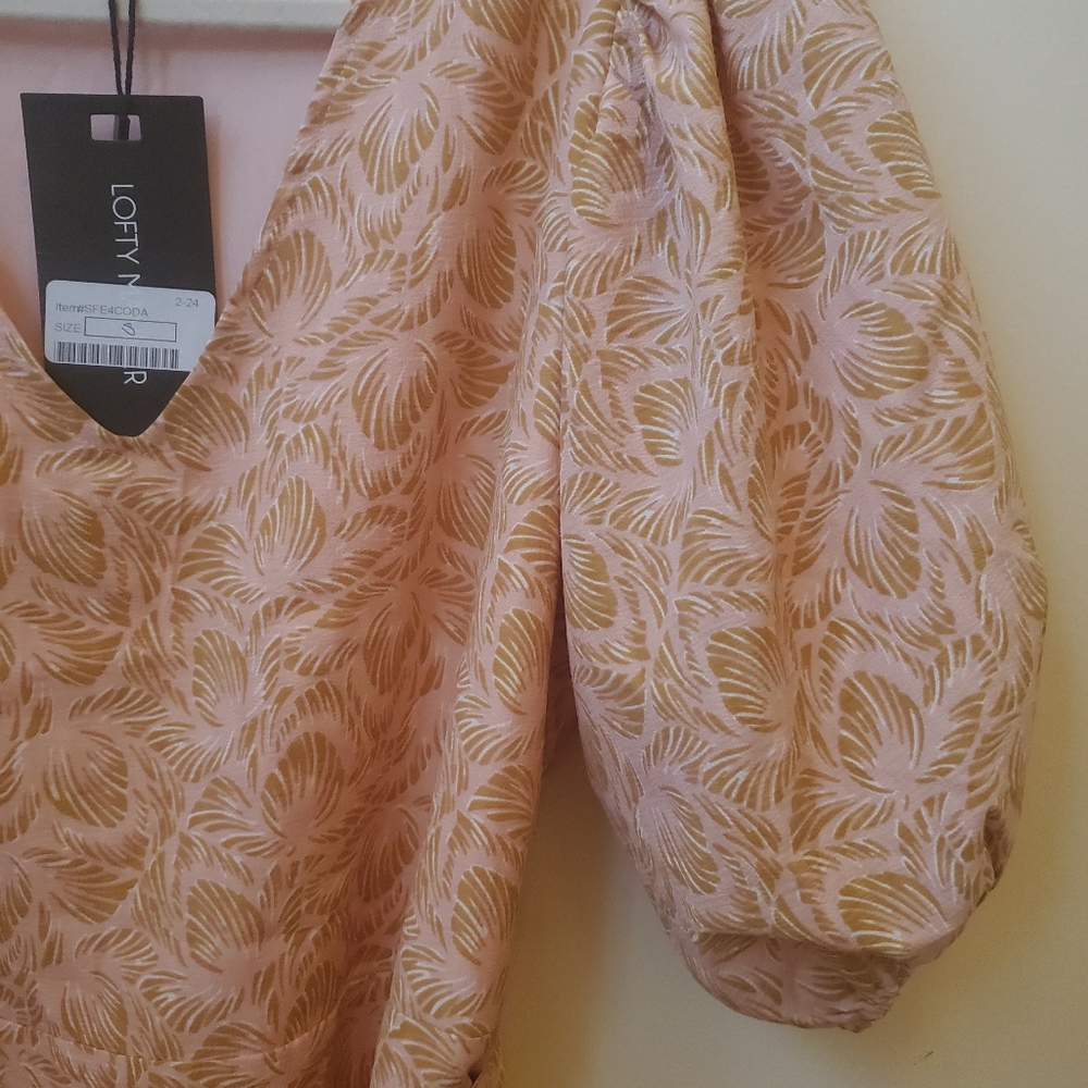 NWT S Lofty Manner Josie Peach Leaves Print Mini - Picture 5 of 10